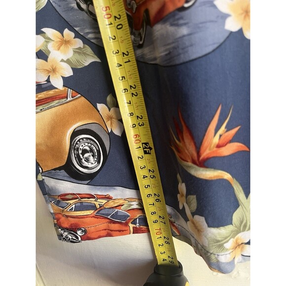 RJC Hawaiian Shirt Men's Small Blue Cars Hot Rod Surf Floral Vintage 90’s - Picture 13 of 14